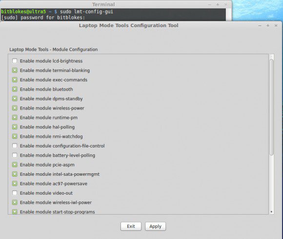 Laptop Mode Tools: lmt-config-gui