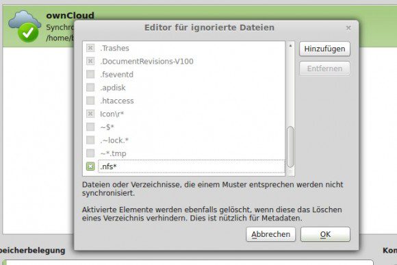ownCloud: Zu ignorierende Dateien