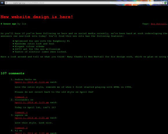 Hübsch: Rasperry Pi in neuem Look - also die Website ...