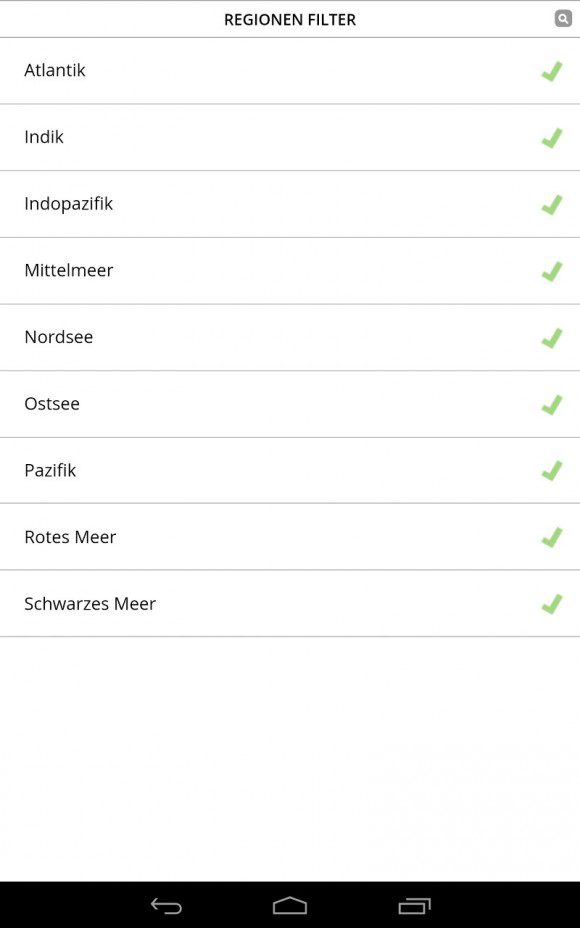 FischFinder: Regionen-Filter