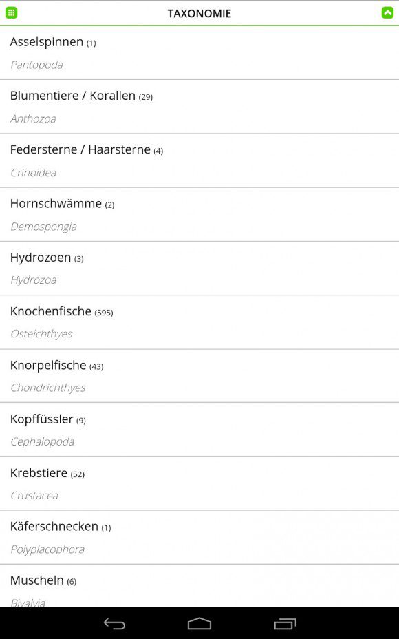 FischFinder: Taxonomie