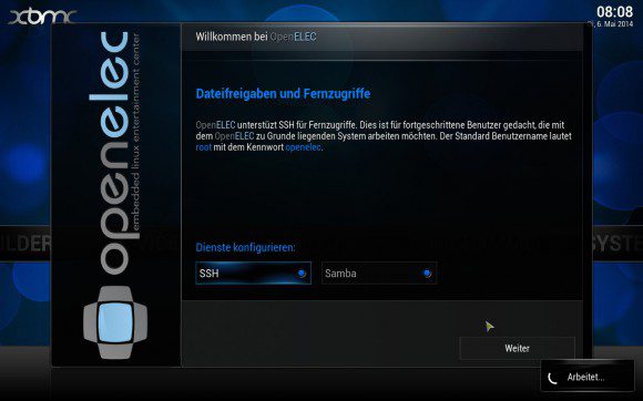 OpenELEC 4.0: Wizard