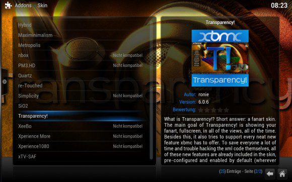 OpenELEC 4.0: Skins