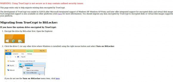 TrueCrypt warnt vor Einsatz