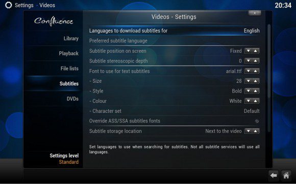 XBMC 13: EInstellungen (Quelle: xbmc.org)