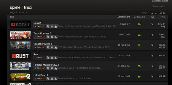 500 Linux-Spiele bei Steam