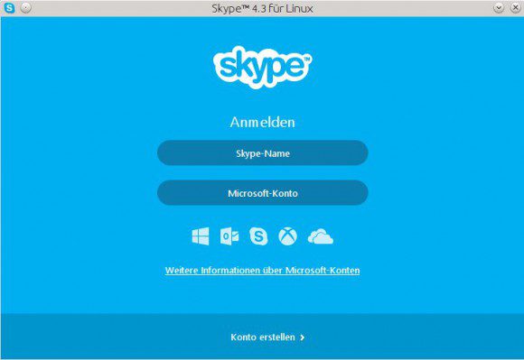 Skype für Linux: Anmeldebildschirm