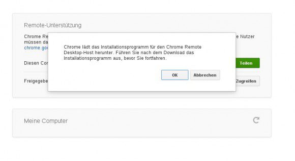 Chrome Remote Desktop: Download erforderlich