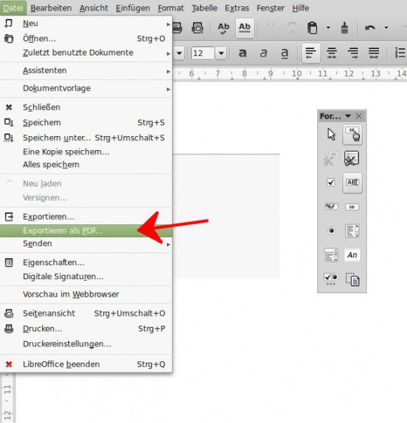LibreOffice: Exportieren als PDF