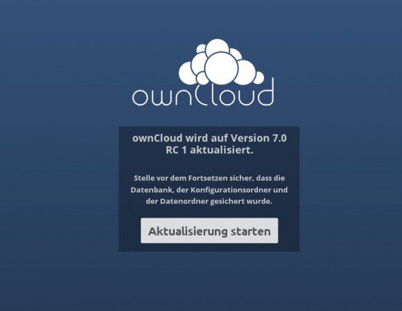 ownCloud von 6 auf 7 aktualisieren: Start