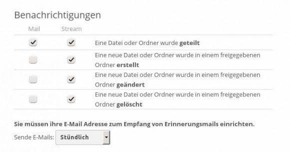 ownCloud 7: Benachrichtigungen konfigurieren