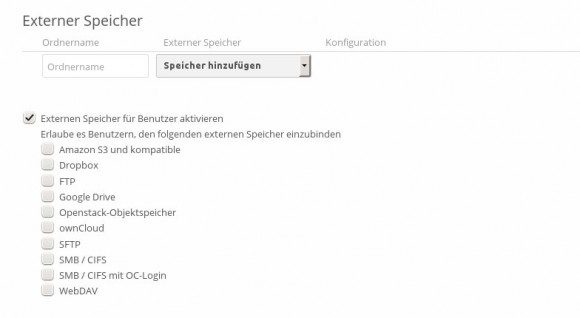 ownCloud 7: Externe Speicher verwalten
