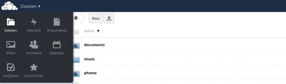 ownCloud 7: Menü