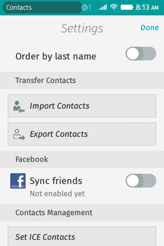 Kontakte: Importieren oder via Facebook synchronisieren