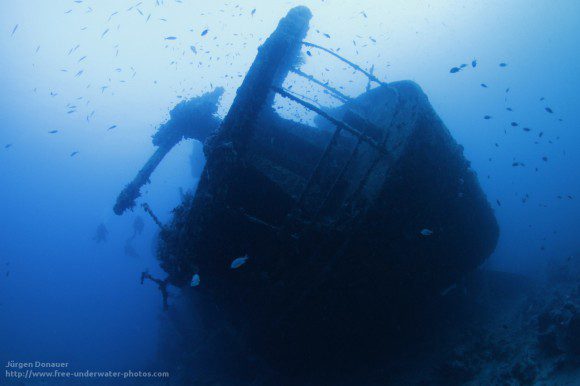 Thistlegorm mit BFG (Flugabwehr-Geschoss - geholfen hat es nichts ...)