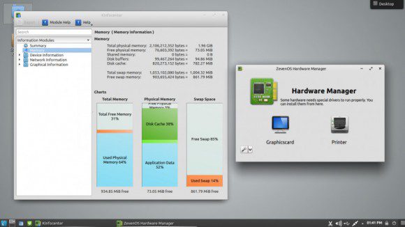 Kinfo und Zeven OS Hardware-Manager (Quelle: http://neptuneos.com)