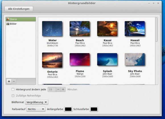 Unter Cinnamon 2.4 die Hintergrundbilder automatisch tauschen lassen