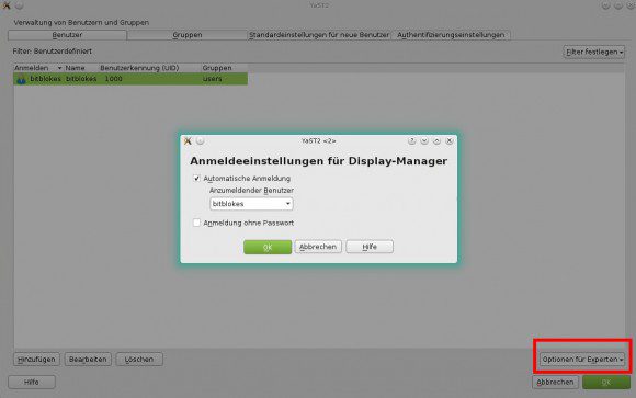 openSUSE 13.2: Automatisches Anmelden deaktivieren