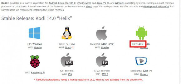 Kodi fürARM herunterladen