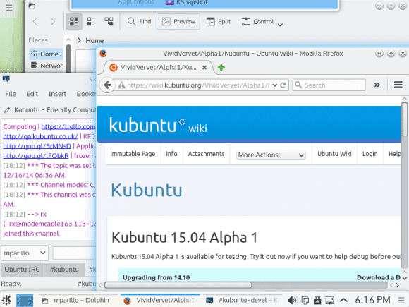 Ubuntu 15.04 Alpha 1: Kubuntu 15.04 mit Plasma 5 als Standard (Quelle: wiki.ubuntu.com)