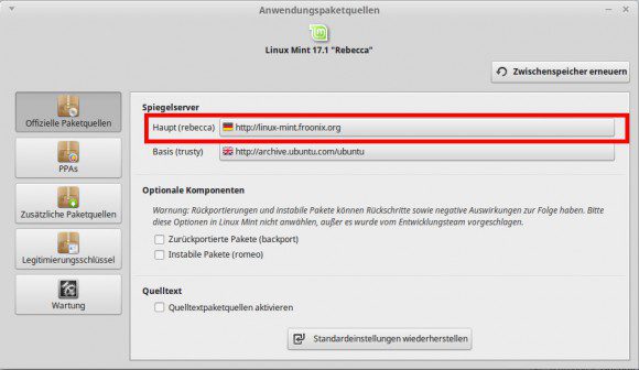 Linux Mint: Haupt-Repository (Main) umstellen