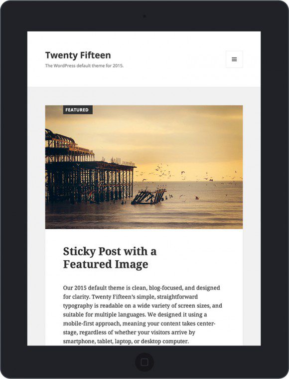 Twenty Fifteen auf einem Tablet (Quelle: wordpress.org)