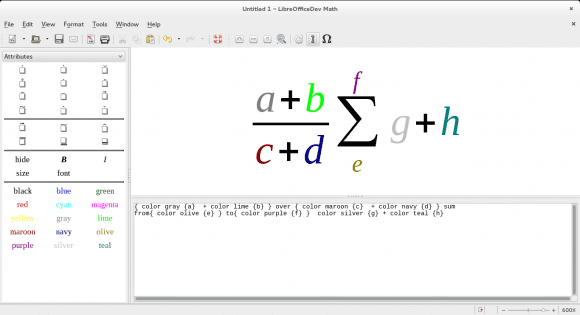 LibreOffice 4.4: Neue Farben für Math (Quelle: documentfoundation.org)