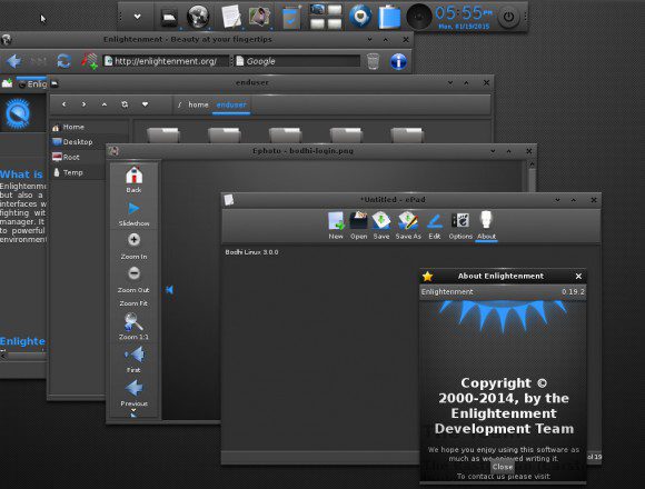 Bodhi Linux 3.0.0 RC2: Anwendungen (Quelle: jeffhoogland.blogspot.com)