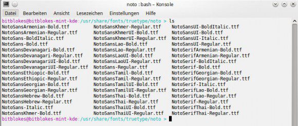 Noto Sans unter /usr/share/fonts/
