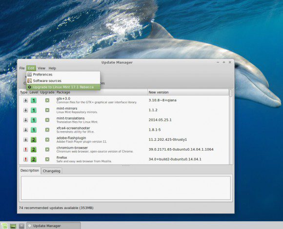 Linux Mint 17.1 Xfce: Upgrade via Update-Manager möglich