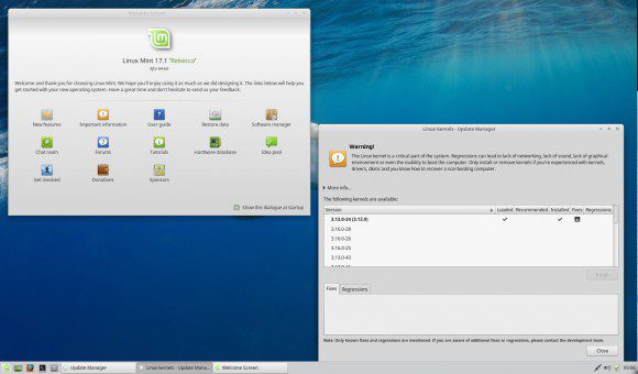 Linux Mint 17.1 Xfce: Willkommen und Kernel-Version