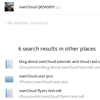 ownCloud 8.0 Server: verbesserte Suche (Quelle: owncloud.org)