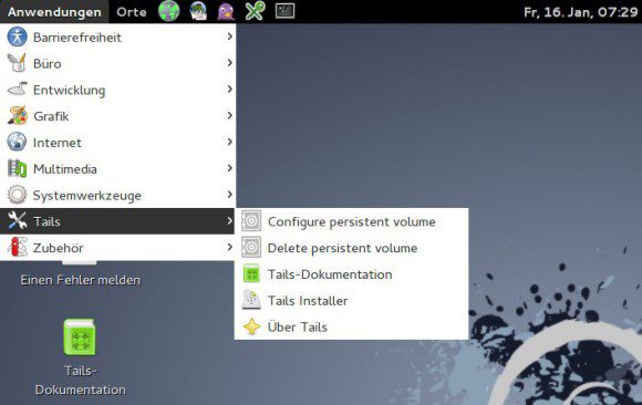 Wichtige Tools in Tails 1.2.3