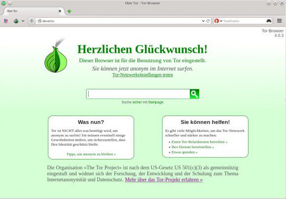 Tor Browser 4.0.3: erfolgreich gestartet
