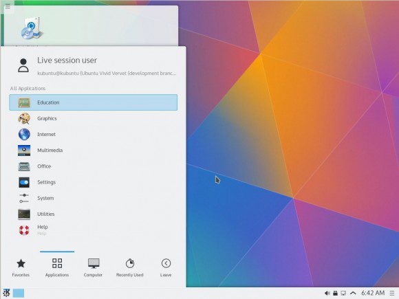 Kubuntu 15.04: Menue