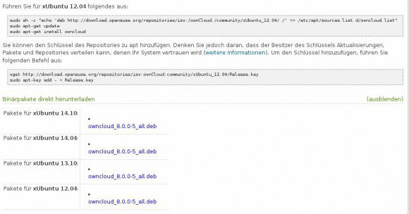 ownCloud Upgrade nun auch via Repositories möglich