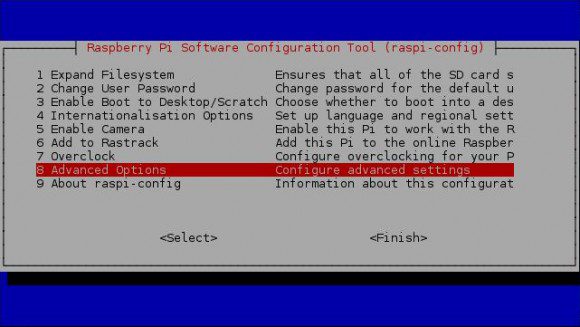 raspi-config: Advanced Options