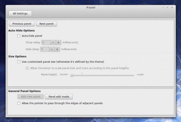 Cinnamon 2.6: Panel-Einstellungen (Quelle: linuxmint.com)