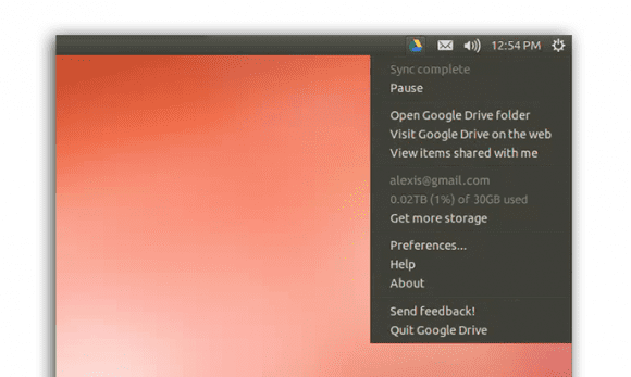 Google Drive für Linux: Taskleiste