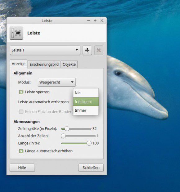 Xfce 4.12: Leiste intelligent verstecken