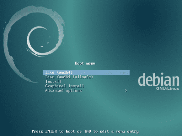 Debian GNU/Linux 8: Startbildschirm