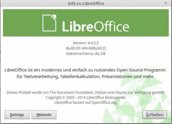 LibreOffice 4.4.2 unter Linux Mint 17.1