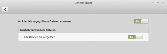 Cinnamon 2.6: Einstellungen zum Datenschutz