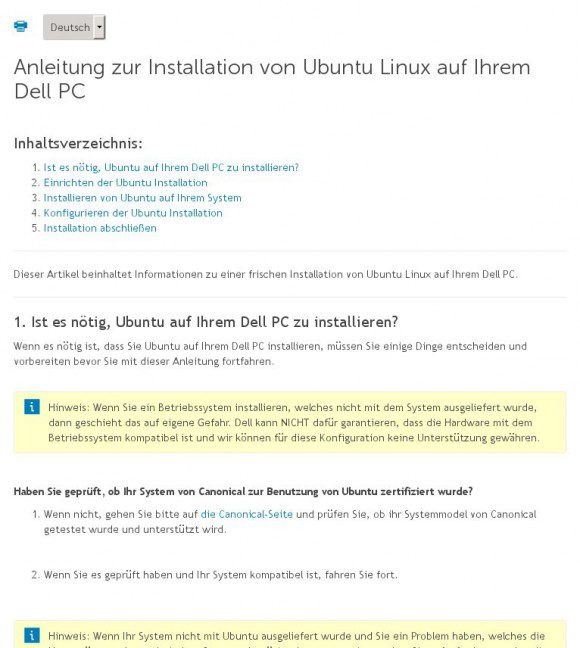 Dell: Installations-Anleitung auf der eigenen Website