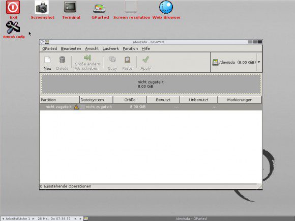 GParted Live 0.22: Desktop