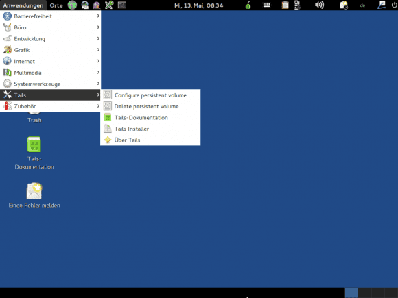 Tails 1.4: Optionen