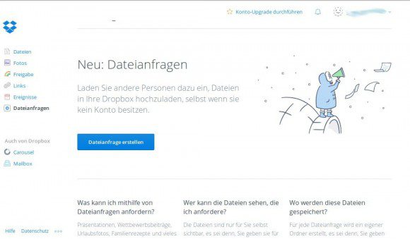 Dropbox mit neuer Funktion: Dateianfragen