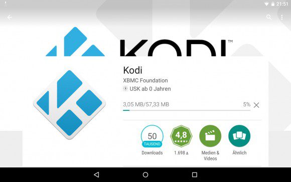 Kodi via Google Play Store verfügbar