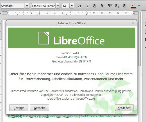 LibreOffice 4.4.4 unter Linux Mint 17.1