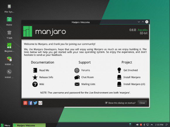 Manjaro 0.8.13 (Quelle: manjaro.github.io)